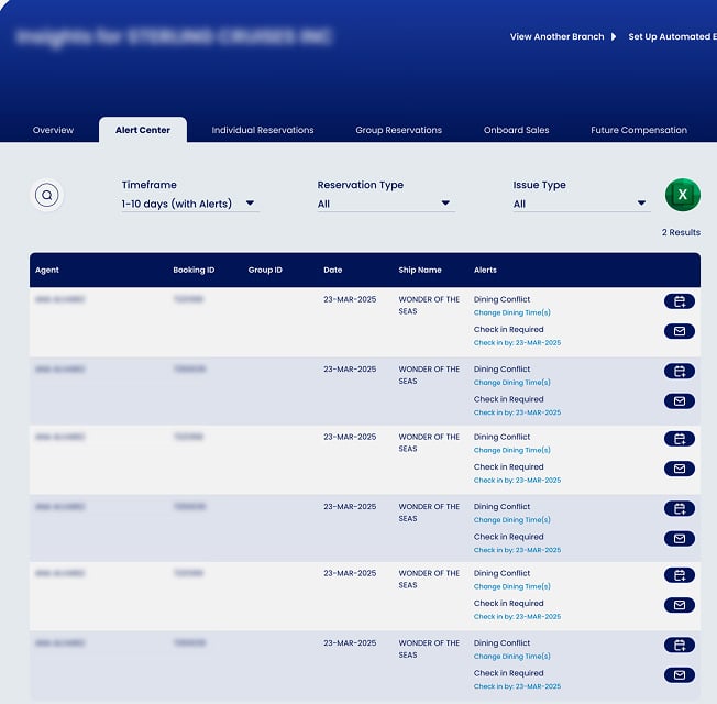 A user interface of the alert centre